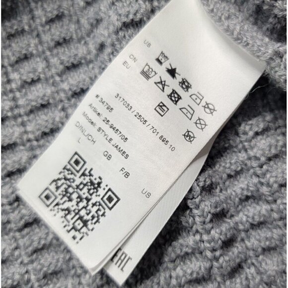 Brax James Virgin Merino Wool Blend Gray Shawl Collar Knit Button Cardigan Sz L - Picture 15 of 16